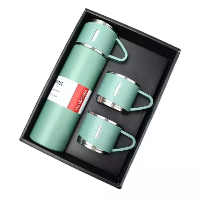 Premium Vacuum Flask Set 500ml – UltraDurável, Edição com 3 Copos