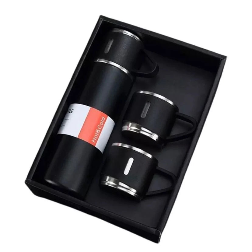 Premium Vacuum Flask Set 500ml – UltraDurável, Edição com 3 Copos