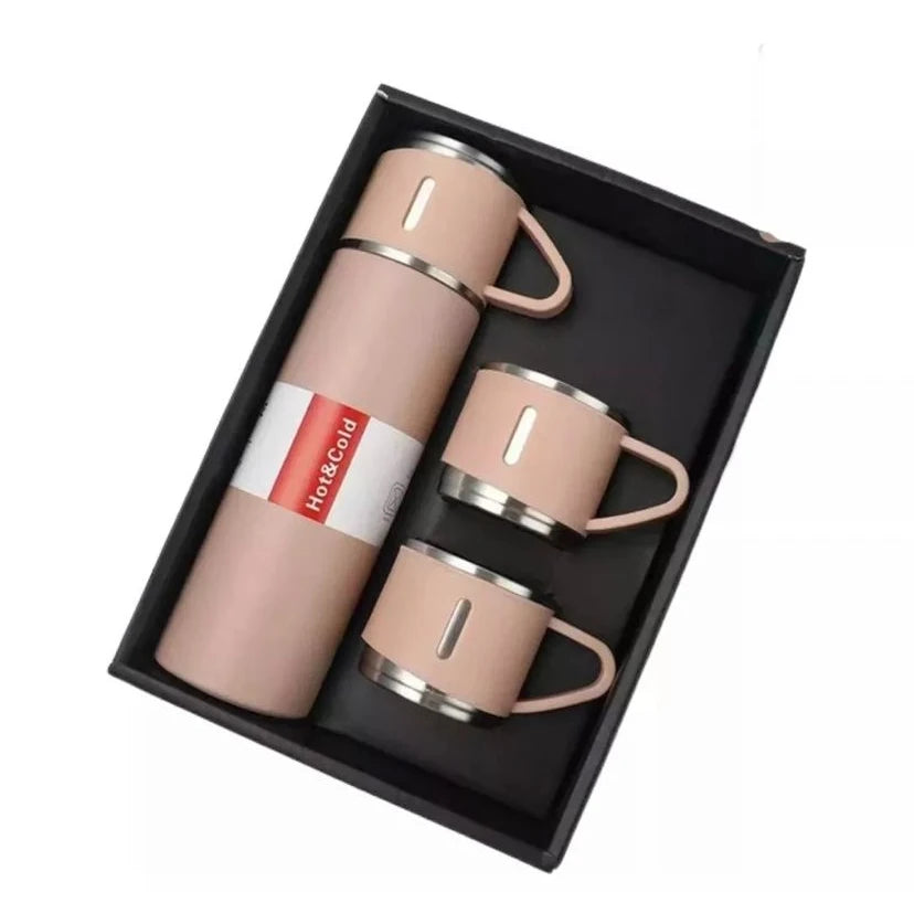 Premium Vacuum Flask Set 500ml – UltraDurável, Edição com 3 Copos