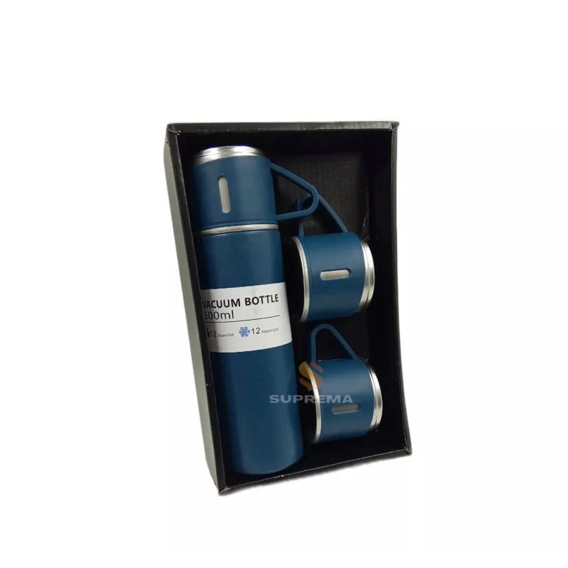 Premium Vacuum Flask Set 500ml – UltraDurável, Edição com 3 Copos