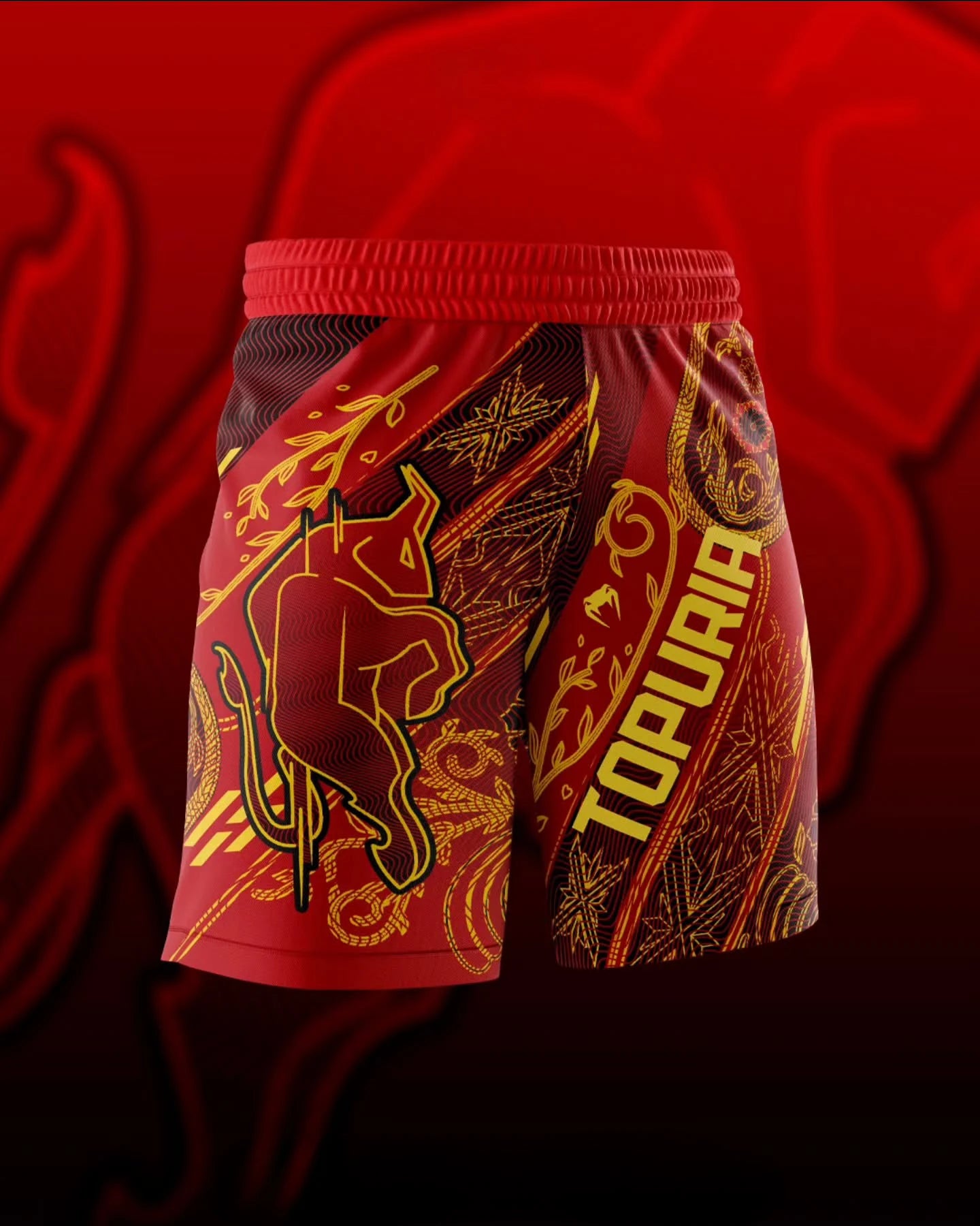 Shorts UFC Ilia Topuria – Vermelho, Masculino, Modelo Solto, Respirável, Secagem Rápida, Ideal para Esportes, Treinos, Lutas e Academia