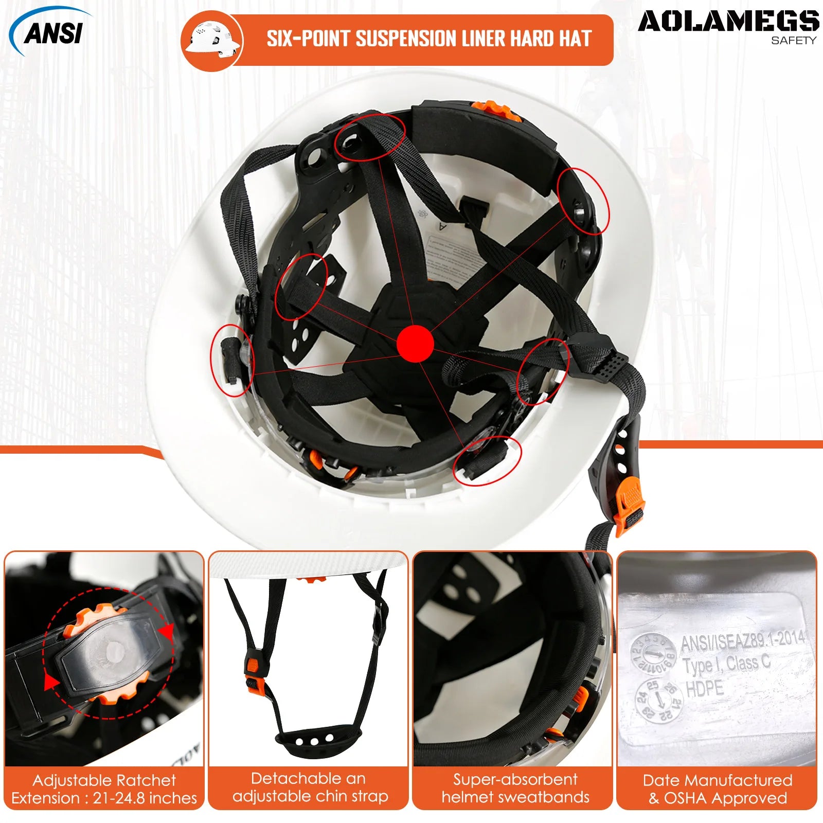 Capacete de Segurança Full Brim em Fibra de Carbono com Óculos Integrados — Capacete Anticolisão para Construção, Engenharia, ANSI, Respirável e de Alta Performance